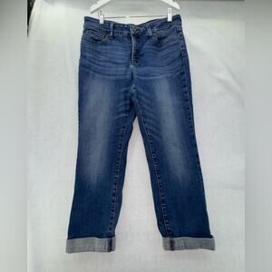 EUC Women’s NYDJ Not Your Daughters Jeans Denim Cuffed Boyfriend Capris size 10P